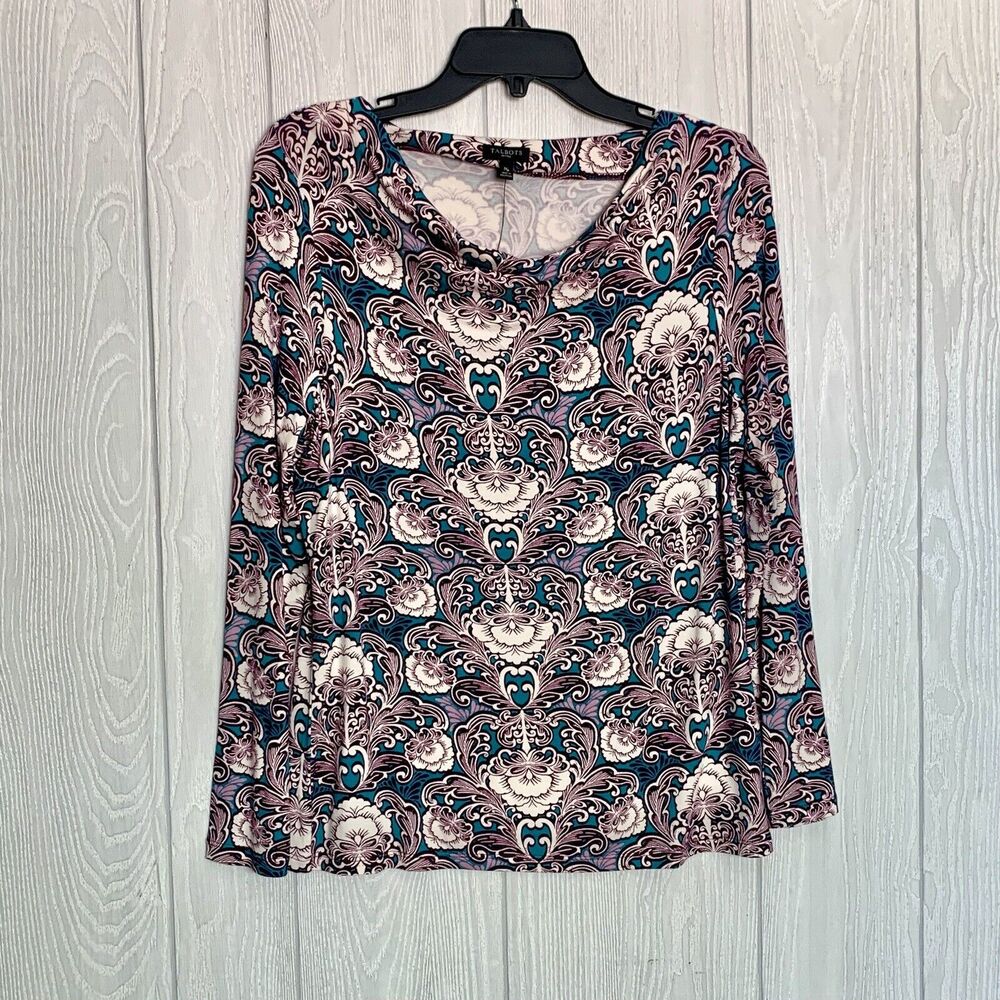 Talbots Purple Teal Long Sleeve Top Petite PM NWT